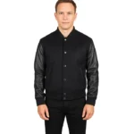 Vaxton Black Hybrid Varsity Jacket