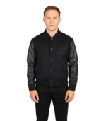 Vaxton Black Hybrid Varsity Jacket