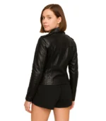 Women’s Black Leather Biker Jacket – Asymmetrical & Stylish