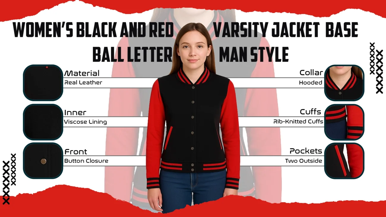 Women’s Black and Red Varsity Jacket