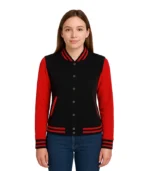 Women’s Black and Red Varsity Jacket – Baseball Letterman Style Women’s Black and Red Varsity Jacket – Baseball Letterman StyleWomen’s Black and Red Varsity Jacket – Baseball Letterman Style Women’s Black and Red Varsity Jacket – Baseball Letterman Style