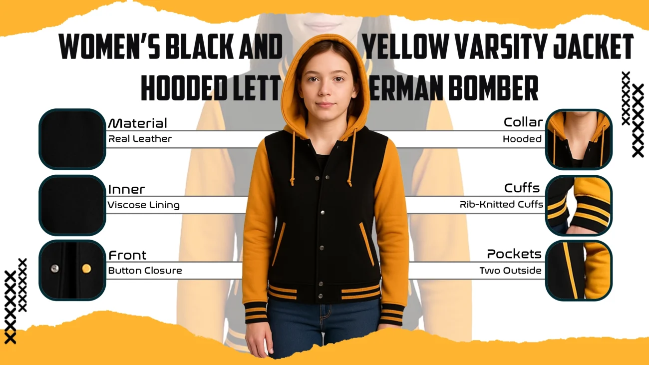 Women’s Black and Yellow Varsity Jacket