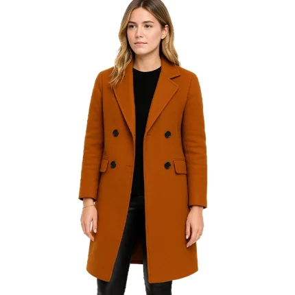 Women’s Copper Brown Regular Fit Wool Coat