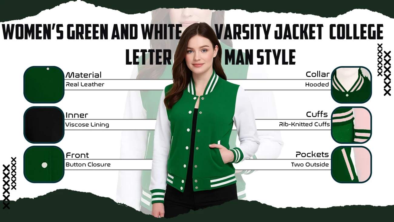 Women’s Green and White Varsity Jacket