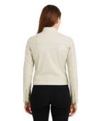 Women’s Off White Cafe Racer Leather Jacket