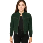 Zenna Green Suede Bomber Jacket