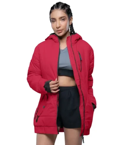 Julia Lightweight Red Puffer Jacket For Women Front
