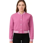 Adele Women’s Pink Leather Varsity Jacket