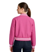 Adele Women’s Pink Leather Varsity Jacket
