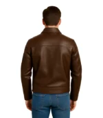Bravo Men’s Classic Brown Harrington Leather Jacket