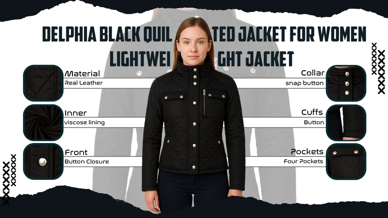Delphia Black Quilted Jacket for Women – Lightweight Jacket