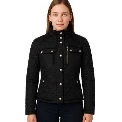 Delphia Black Quilted Jacket for Women - Lightweight Jacket