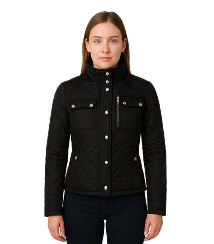 Delphia Black Quilted Jacket for Women - Lightweight Jacket