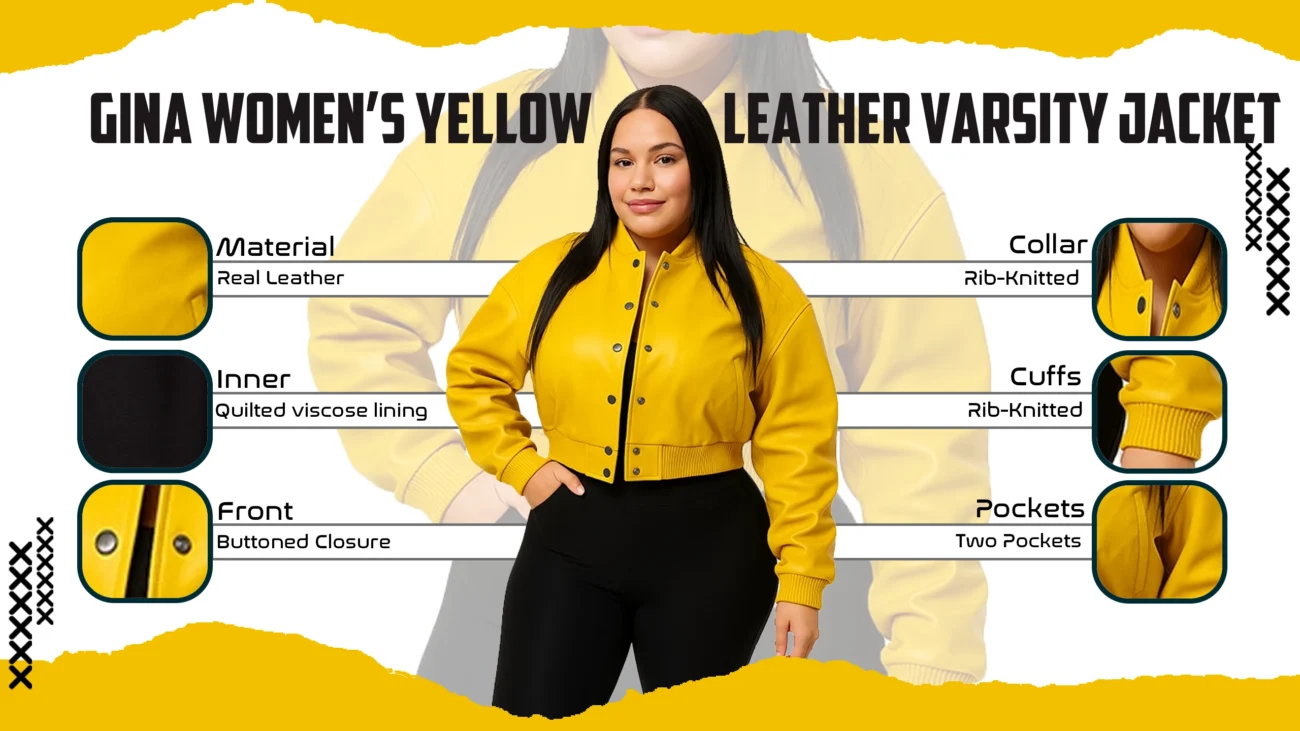 Gina Women’s Yellow Leather Varsity Jacket
