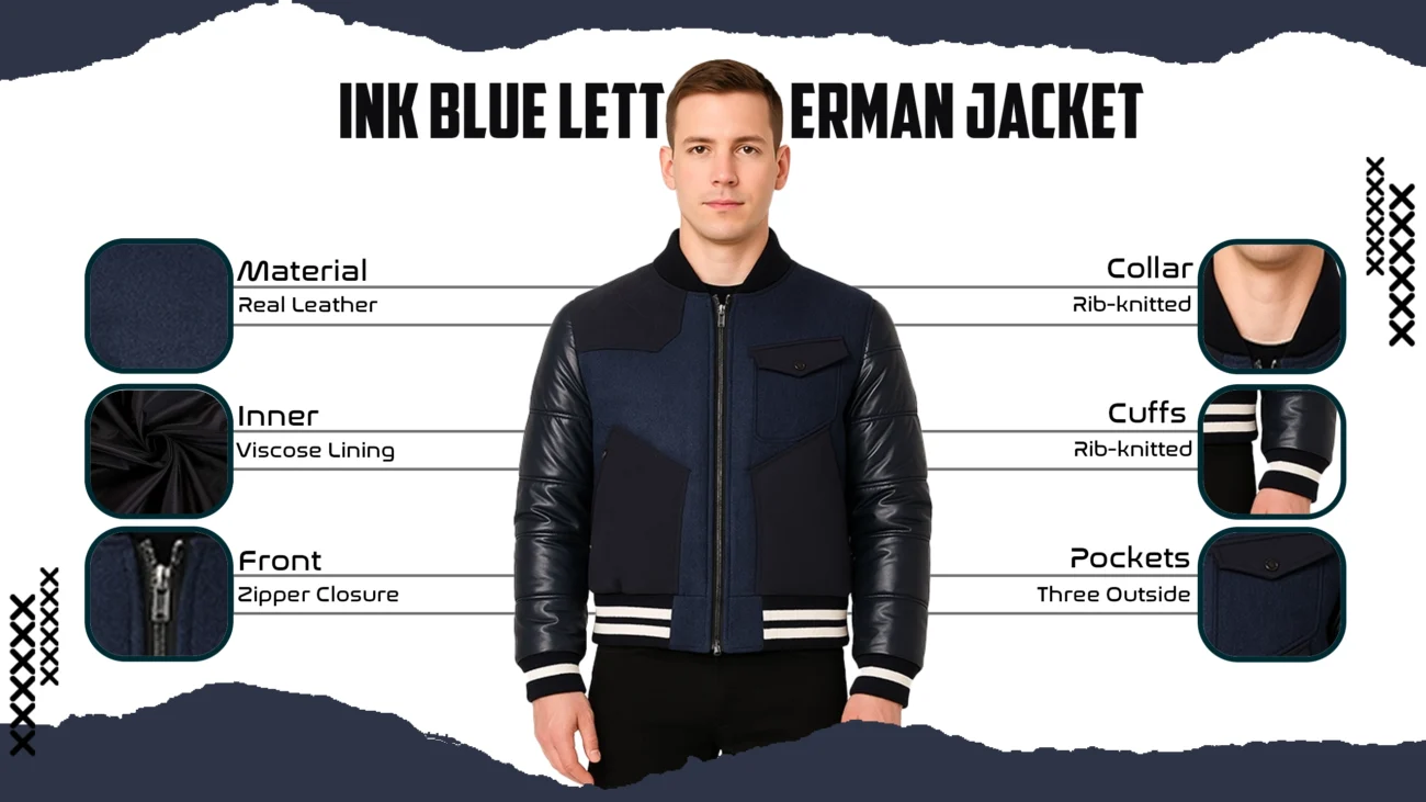 Ink Blue Letterman Jacket