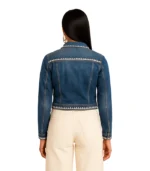 Kasey Embroidery Detail Blue Denim Trucker Jacket