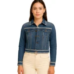 Kasey Embroidery Detail Denim Trucker Jacket