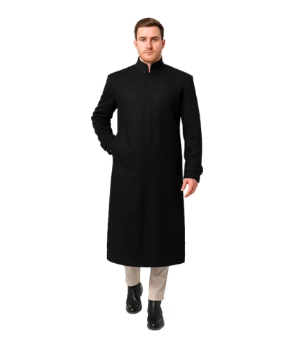 McGhee Men’s Black Long Wool Overcoat