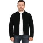 Men's Classic Black Suede Biker Jacket