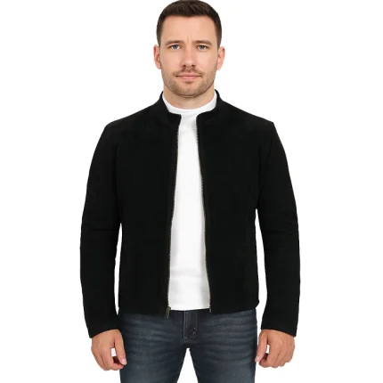 Men's Classic Black Suede Biker Jacket