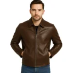 Men’s Classic Brown Harrington Leather Jacket