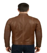 Men’s Cognac Brown Cafe Racer Leather Jacket