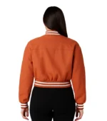Sara Women’s Orange Leather Varsity Jacket