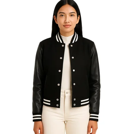 Savant Black Hybrid Varsity Jacket