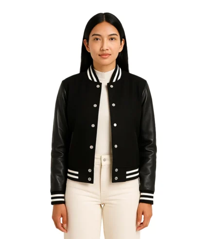 Savant Black Hybrid Varsity Jacket