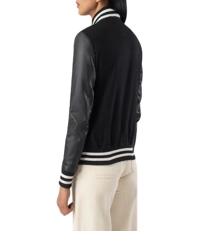 Savant Black Hybrid Varsity Jacket Back