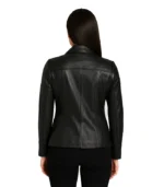 Women’s Black Two-Button Leather Blazer Jacket