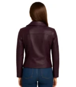 Women’s Lambskin Asymmetrical Purple Jacket