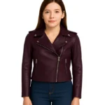 Women’s Lambskin Asymmetrical Purple Jacket