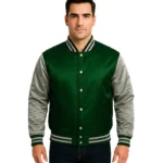 Green Satin Varsity Jacket
