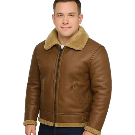 Mens B3 Aviator Brown Sheepskin Leather Jacket
