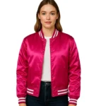 Pink Satin Varsity Jacket