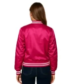 Pink Satin Varsity Jacket