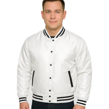 White Satin Varsity Jacket