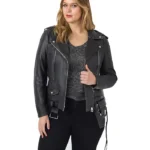 Asymmetrical Moto Rider Plus Size Black Jacket