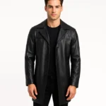 Braunton Mens leather Black Coat