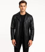 Braunton Mens leather Black Coat
