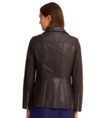 Womens Lindsey Leather Black Scuba Jacket