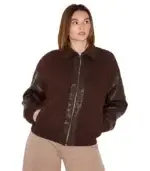 Contrast-Brown-Faux-Leather-Jacket-Plus-Size-Video
