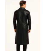 Delmar Black Double Breasted Leather Coat