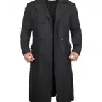 Men’s Grey Double Breasted Long Wool Detective Coat
