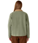 Khaki Zip Up Collar Plus Size Denim Jacket