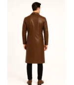 Mateo Brown Single Breasted Leather Coat