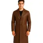 Mateo Brown Single Breasted Leather Coat