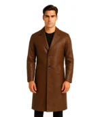 Mateo Brown Single Breasted Leather Coat