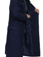 Navy Blue Men’s Wool Overcoat – Military Long Coat